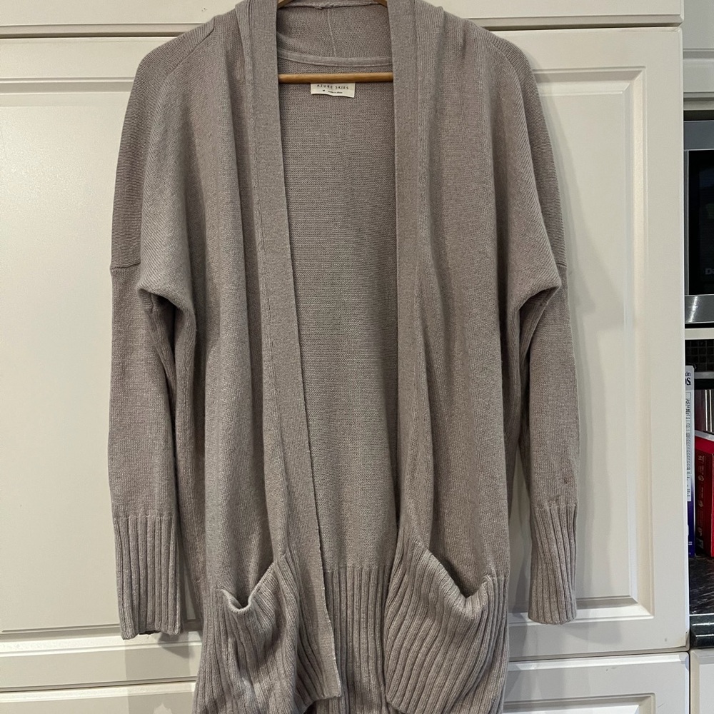 Aritzia Soft Taupe Open Cardigan